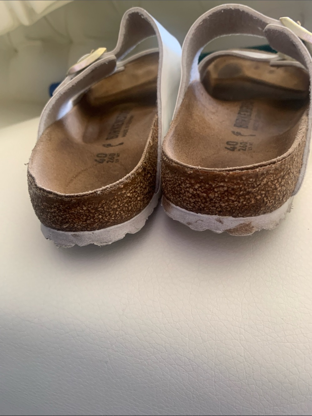 BIRKENSTOCK White Double Strap Cork Sandals - Picture 7 of 8